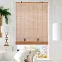Cordless Bamboo Blinds, Bamboo Roll Up Window Shades for Indoor Outdoor Patio, Home and Garden (30''W x 72''H)