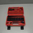 64-Piece 1/4" Drive Impact Socket Wrench Driver-Bits Set, Cr-V Metric&SAE Deep and Shallow Socket Set, S2 Power Bits with Quick-Release Ratchet Handle, Universal Joint, Bit Holder, Power Drill Adapter