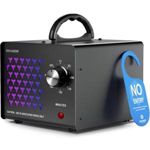 ONAMOR Generator Odor Eliminator 70000mg, High Capacity Machine Odor Removal Up to 6000 Sq.Ft, Ionizer Ozonator for Smoke, Car, Basement And Pet Room, Black