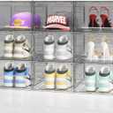 Large Shoe Boxes Clear Plastic Stackable 9 Pack Shoe Storage Organizer for Closet/Entryway, Drop front Shoe Box with Magnetic Door, Shoe Display Case, Fit up to US size 14 (White)