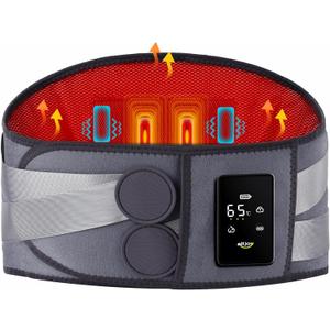 ALLJOY 67" Cordless Heating Pad for Back Pain Relief FSA Eligible, Birthday Gifts for Women Men Mom Dad, Portable Lower Back Massager with 3 Heat 5 Vibration, Wireless Heating Pad for Cramps (Grey)