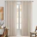 Thick Linen Curtains for Sliding Glass Doors 90 inches long 2 Panels Set, Neutral Light Filtering Sheers Closet Pleated Curtains Elegantes Window Drapes Privacy Back Tab Patio Doors Inside (52"Wx90"L)