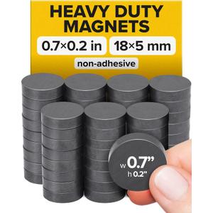 Strong Ceramic Round Small Magnets (0.7x0.2/18x5mm, 50 pcs) - Heavy Duty Magnets, Non-Corrosive, High Thermal Resistance, Versatile for Home, Office, Workshop, Whiteboard, Fridge and Hobby Use