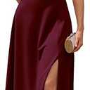 BeryLove Women's Formal Wedding Guest Dress One Shoulder Elegant A Line Cocktail Dresses with Tie Strap Maxi Burgundy XL