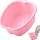 Foot Soaking Tub Large Size Foot Basin Sturdy Soaking Feet Bucket Massager Tub Exfoliation Callus Pedicure Foot Spa Bath Bucket for Women and Men (Pink)