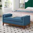 24KF Large Upholstered Boucle Fabric Ottoman with Pillows,Comfort Padded Window Bench for Living Room,Entryway Bench,5095-Navy Blue  20.5"D x 52"W x 22.5"H