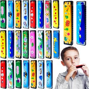 24 Pcs Kids Harmonica, Cartoon Harmonica Toy with Double Row,16 Holes Toddler Harmonicas for Beginners' Musical Instrument Toy, Party Favors, Goodie Bags, Gifts