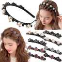 9PCS Hair Clips for Women Thick Hair, Braided Rhinestone Claw Clips with Non-Slip Teeth, Sparkling Crystal Hair Accessories for Wedding, Party, Daily Use (Gold/Silver/White)