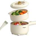 Electric Hot Pot 2L, 700W Portable Multi-Purpose Cooker with Dual Power Control, Non-Stick Pot for Noodles, Steak, Eggs, Ramen, Oatmeal, and More