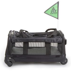 Sherpa on Wheels Indoor Pet Dog Carrier, Black Large for All Breed Sizes (20.0"L x 12.3"W x 10.5"H)