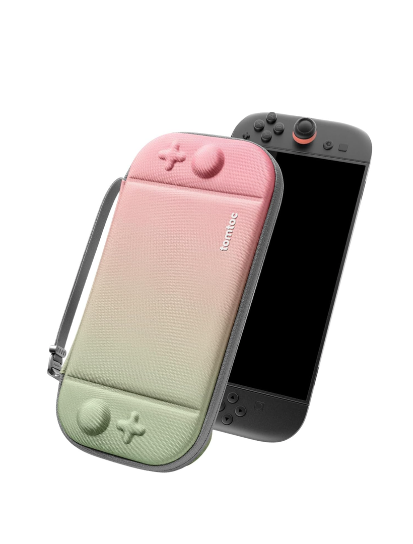 tomtoc Slim Carrying Case for Nintendo Switch 2 Model 2025, Odorless Felt Protective Hard Shell with 12 Game Card Slots, Portable Travel Storage Case with Original Patent and Military Grade Protection