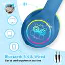 LOBKIN Active Noise Cancelling Headphones for Kids with Case - RGB LED Light Up Foldable Adjustable Over Ear Headphone Support Wireless or 3.5mm Wired Mode for Toddler & Girls & Boys Teens
