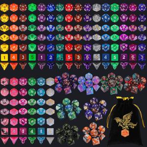 QMay 30 Sets Polyhedral Dice - 30 X 7 (210 Pieces) DND Dice with a D&D Dice Large Drawstring Bag, 30 Colors D4 D6 D8 D10 D% D12 D20, Great for Dungeons and Dragons, RPG, MTG,Role Playing Table Games