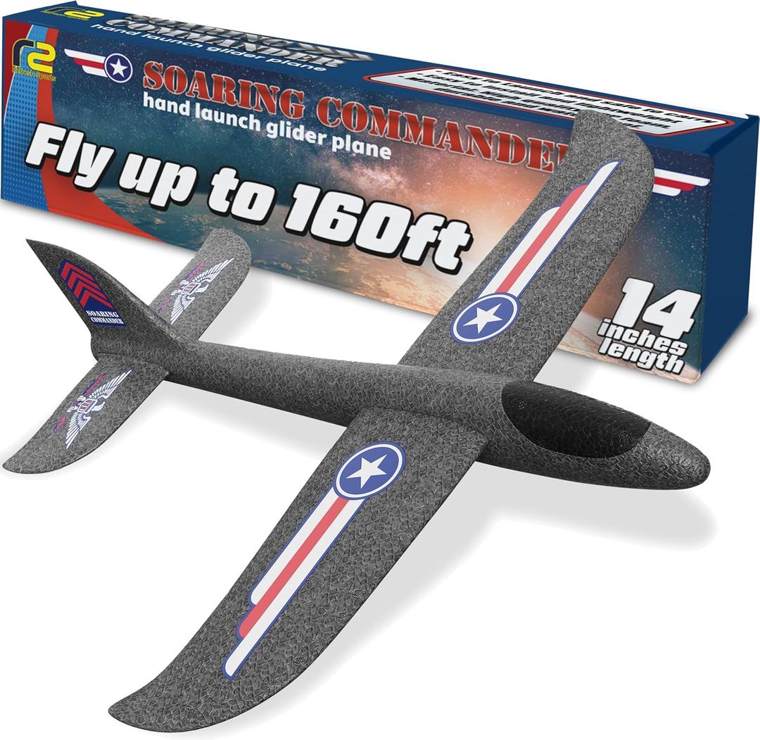 Foam Airplane Toy for Kids Easy to Throw Glider Plane - Gifts for Boys or Girls & Birthday Gift Ideas - Soft & Safe Outdoor Toy - Summer Gifting Ideas Present Ages 3 4 5 6 7 8 9 10 11 12 +