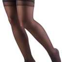 Truform Sheer Compression Stockings, 8-15 mmHg, Women's Thigh High Length, 20 Denier, Black, Large