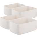 OIASKET 4 Pack Small Storage Shelf Baskets for Organizing, Mini Woven Rope Storage Bins for Towels, Cute Decorative Closet OrganizerBaby Nursery, Gift Empty Baskets -11.81''Lx7.87''Wx4.72''H-White