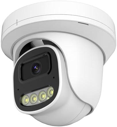 CQH 4MP PoE IP Turret Dome Camera with Microphone/Audio, IP Security Camera Outdoor Indoor Wired, Human Motion Detection, Waterproof IP66, 2.8mm Lens, 24/7 Recording, Night Vision 65ft