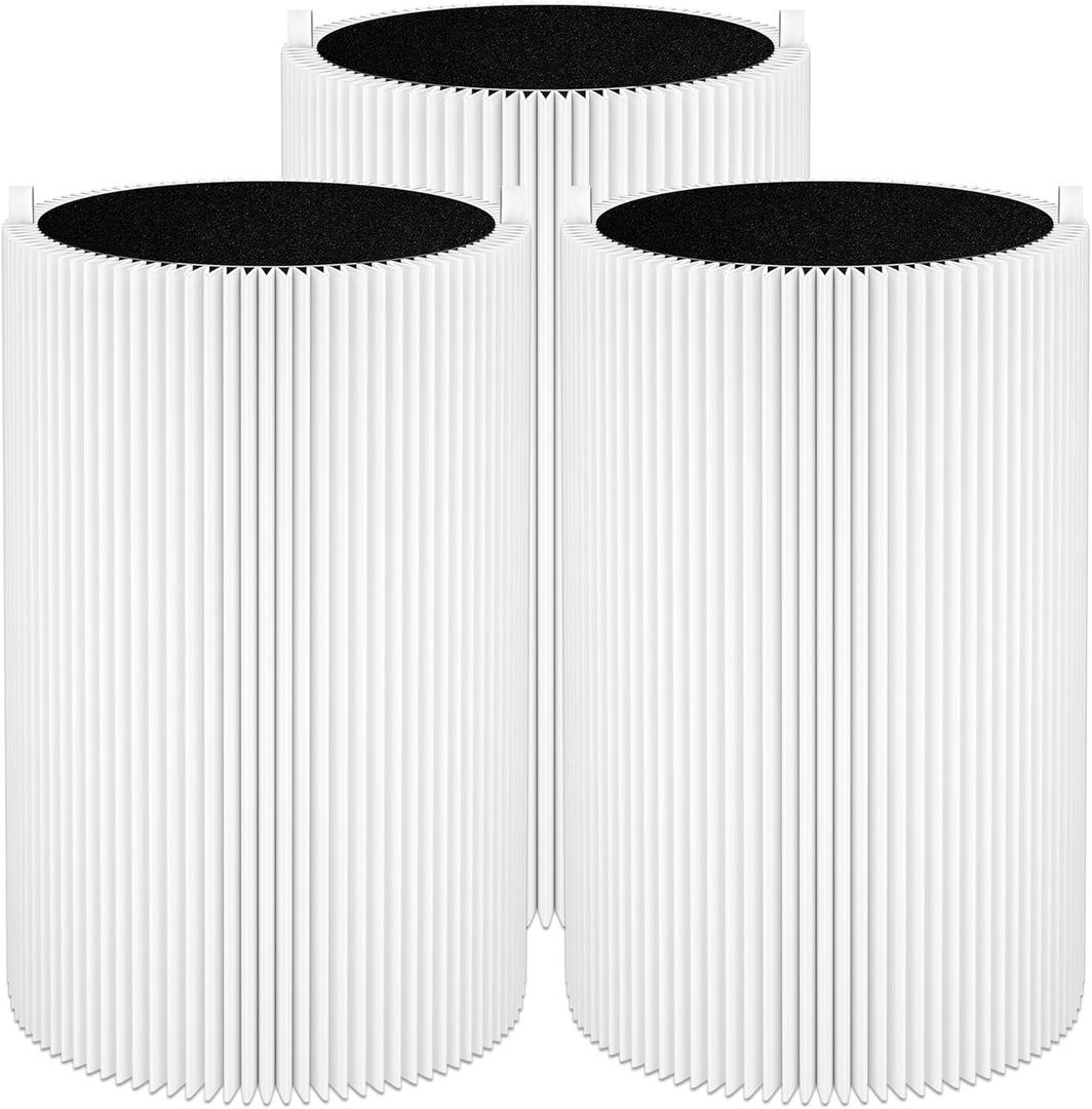 3 Pack Blue Pure 411 Filter Replacement for Blueair Blue Pure 411 Genuine, 411+, 411 Auto and MINI Air Purifier, H13 True HEPA Filter, Particle and Activated Carbon by Funmit
