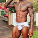 Meshal Sheer Men's Bikini Briefs Silky Smooth Sexy Seamless Lingerie See Through Bulge Ball Pouch Underwear (White, XXL)