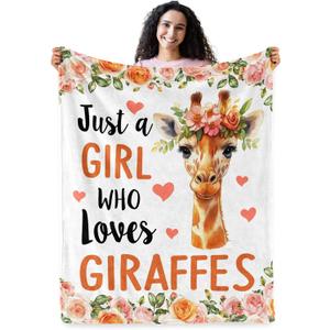 Levens Giraffe Blanket 50"x60" Giraffe Gifts for Women Girls, Just a Girl Who Loves Giraffes Throw Blankets Funny Giraffes Stuff Animal Soft Cozy Lightweight Flannel Blanket Decor for Couch Sofa Bed