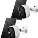 Solar Security Cameras Wireless Outdoor, 2K Night Vision AI Motion Detection 2-Way Talk Battery Powered WiFi Indoor Cameras for Home Security Outside IP65 Weatherproof Spotlight Siren Alarm 2 Pack