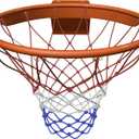 THUNDERBAY 18 inch Standard Double Spring Flex Reinforced Wall Mounted Basketball Rim, Two Nylon Nets Include One Nightlight Basketball Net