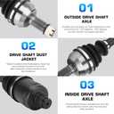Rear Left/Right CV Axle Shaft for Polaris RZR S 900/4 900 EPS/RZR Trail S 900/1000, General 1000 EPS/4 1000 EPS 2015 2016 2017 2018 2019 2020 2021 2022, Replace for 1333081 1333947, only for 60 inch