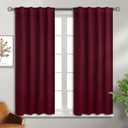 BGment Rod Pocket and Back Tab Blackout Curtains for Bedroom - Christmas Thermal Insulated Room Darkening Curtains for Living Room, 2 Window Curtain Panels (38 x 45 Inch, Burgundy Red)