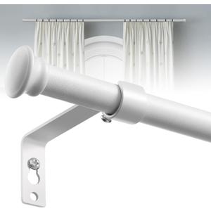 White Curtain Rods for Windows 28 to 50 Inch - 5/8 Heavy Duty Curtain Rods Set,Decorative Cafe Drapery Rods with Brackets - Matte Rustic