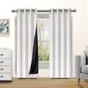 Candy Cottons Blackout Curtains for Bedroom and Living Room, Bedroom Decor, Black Liner for 100% Blackout, Thermal Insulated, Built with Stainless Steel Grommet, Easy Installation, White, 42x63