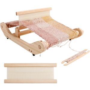 PURCOULEUR 12 Inches Rigid Heddle Loom, Wooden Weaving Loom for Adults, Multi-Craft Frame Loom for Beginners, Threads Warping Frame with Pegs and Yarn Stand, Weaving Loom Kit with Heddle Shed Stick
