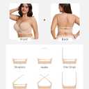 Strapless Longline Bra for Women Convertible Multiway Lace Corset Lift Up Bras Underwired Plus Size (Beige)