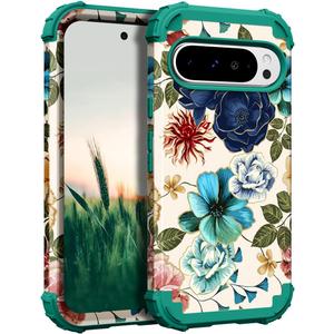 Hocase for Google Pixel 9 Pro XL Case, Shockproof Heavy Duty Protection Hard Plastic+Silicone Rubber Bumper Hybrid Protective Case for Google Pixel 9 Pro XL 6.8" 2024 - Teal