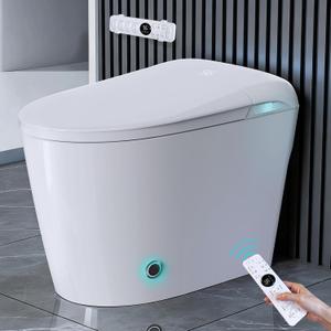 Smart Bidet Toilet with Tank, One Piece Elongated Heated Toilet with Auto Open/Close Lid, Foam Shield, Auto Flush, Foot Sensor, Self-Cleaning Nozzle, Anti-Splash Water-Saving Modern Bathroom Toilet