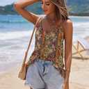 SUNAELIA Chiffon Cami V Neck Tank Tops for Women Loose Fit Flowy Spaghetti Strap Camisole Summer Casual Sleeveless Shirts (Large, Multicolor 721)