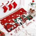 Christmas Rug Mat Winter Snowflake Xmas Village Bathmat Absorbent Bathroom Mat for Holiday Kitchen Living Room Decoration, 16.5 x 29.5 in
