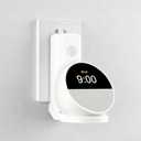 Wall Mount Holder Compatible with Echo Spot 2024, Outlet Mount with Hidden Cable Management, Space-Saving Shelf for Bedroom, Kitchen, Living Room, No-Drill Installation (White)