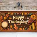 Thanksgiving Garage Door Banner 13x6ft Happy Thanksgiving Turkey Pie Cartoon Backdrop Banners for Outside Indoor Fall Door Cover Garage Wall Covering for Party Garage Decorations