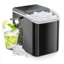 Sweetcrispy Countertop Ice Maker with Handle, 26lbs/24H Portable Ice Machine, 9 Bullet Ice Cubes Ready in 6 Mins, Self-Cleaning, Quiet Compact Ice Maker for Home, Kitchen, RV, Camping, Black