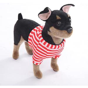 CU-MATE 10 inch Doberman Pinscher Dog Stuffed Animal - Black and Tan Lifelike & Realistic Plush Toy Puppy Dog Standing Present Gift