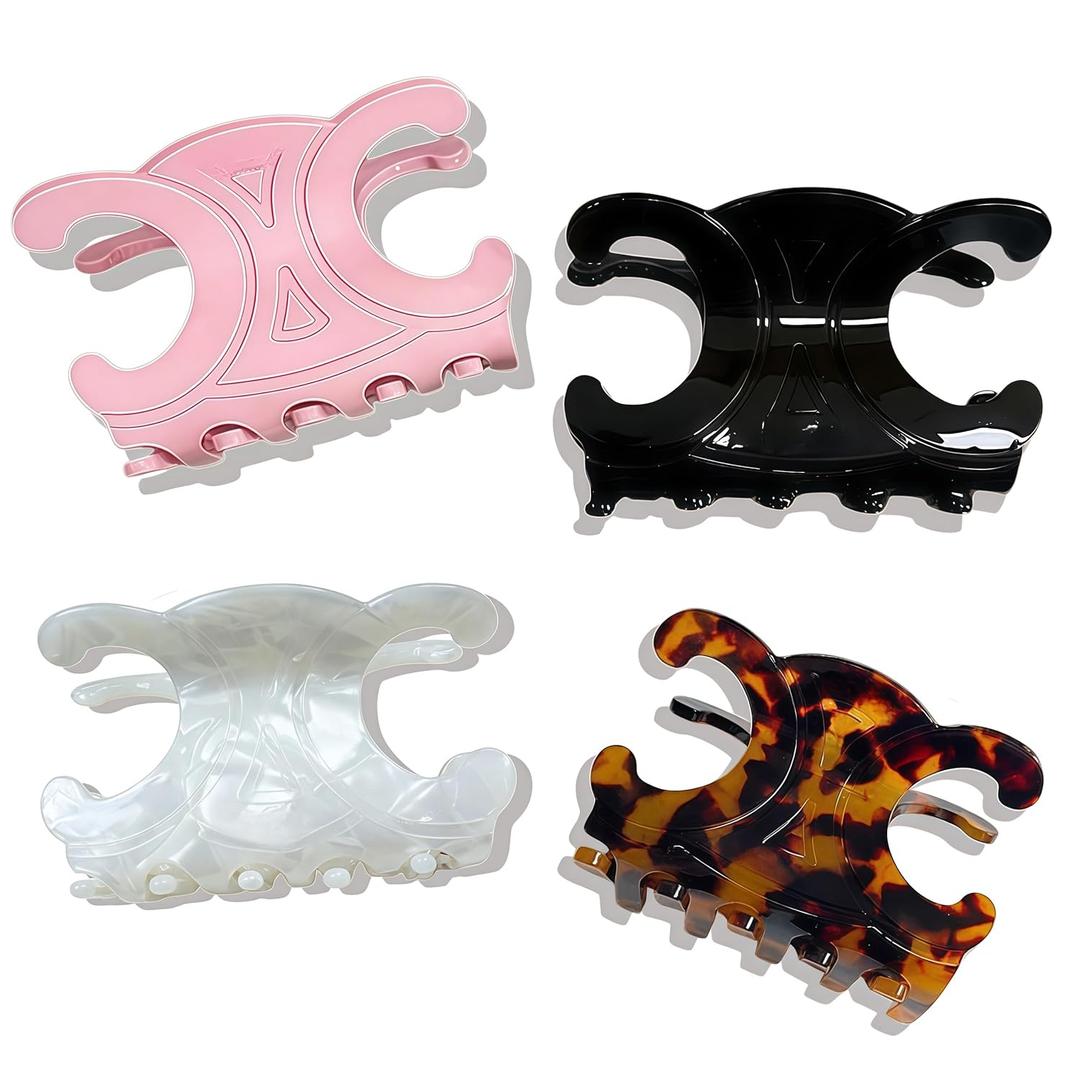 Premium Durable Acetate Butterfly Hair Clips, Celine Hair Clip, 4 Pack Medium Size Acetate Hair Claw Clips with Secure Hold,Perfect for Updos,Perfect for Updos (2.76 x 1.66 in)
