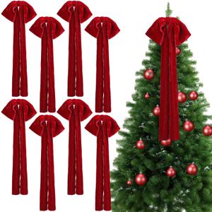 8 Pcs Extra Large Valentines Day Velvet Bows, 17.7 x 8.7 Vintage Raw Edge Ribbon Swag Bows for Romantic Home Decor, Door Wall Mantel Hanging Decorations(Burgundy,8.7 x 17.7 x 3 in)