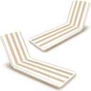 Outdoor Chaise Lounge Cushion Set of 2, 74''L x 22''W x 3''T Weather-Resistant Lounge Chair Cushion for Patio Furniture, Lawn, Pool, (Beige White Stripes)