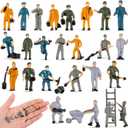 Namalu 27 Pcs 1: 87 Ho Scale Train Track Railroad Worker Miniature Model People Figures Architectural Plastic Train People Figures with Tools Rock Landscape Train Accessories for Miniature Scenes