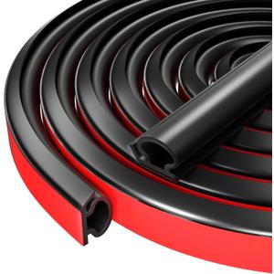 Silicone Weather Stripping Door Seal Self Adhesive Door Weather Stripping Weather Strip Door Seal Strip D Shaped Weatherstripping Door Insulation for Door/Window (Black, 2/5"(W)5/16"(T)23FT(L))