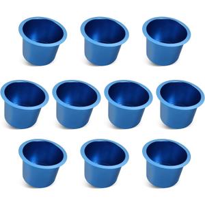 GSE Games & Sports Expert Jumbo Aluminum Cup Holder, Drop-in Cup Holder for Casino Poker Tables, Work Desks, Boats, RVs, Cars & Trucks (Blue, 10-Pack)