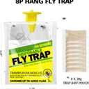 8 Pack Outdoor Hanging Fly Traps, Disposable Flies Killer Trap Bag Catcher with Natural Attractant Bait Bug Catcher and Flying Insect Trap for Outdoor Family Farm Park Orchard Garden
