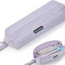 Ralnitote Large Pencil Case with 180 Open Design, Big Capacity Pen Bag for Girls & Boys, Aesthetic & Cute Pencil Pouch for School, Office, Makeup & Tech Accessories-Purple