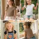 Oakgarden 3 Pack Girls' Cap Sleeve Shirts | Kids, Summer, Boat Neck, Loose Fit, Tops, Casual, Basic, Solid, Cute Tees, 5-14 Years