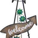 TERESA'S COLLECTIONS Peacock Garden Solar Stake, Wind Spinner Yard Art Sign for Outdoor Decor, Metal Purple Floral Windmill Decorative Garden Stake for Lawn Ornaments, Gifts for Mom, 37''
